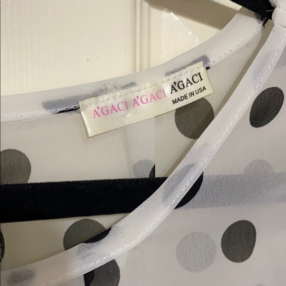 Black and white polka dot sheer blouse - Picture 4 of 5